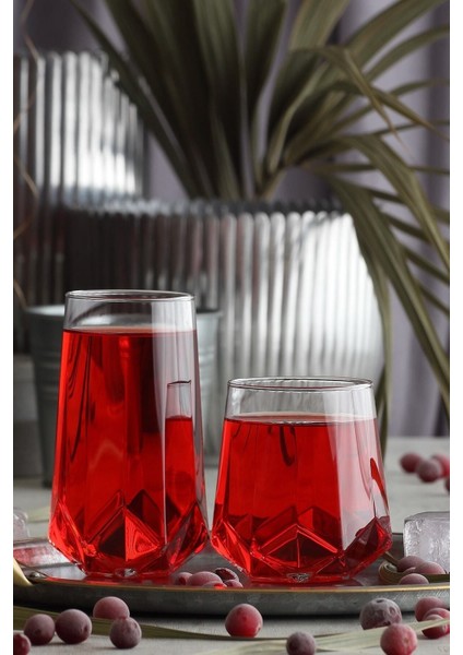 12'li Turuncu Su ve Meşrubat Bardağı Seti, 2 Boy, Şık ve Kullanışlı Tasarım