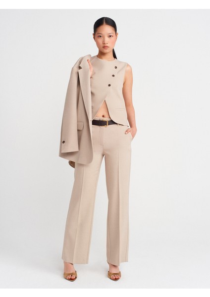 60592 Asimetrik Kesimli Düğmeli Yelek-Taş fırsatları