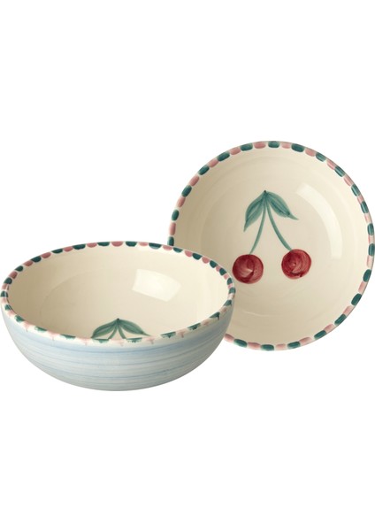 El Yapımı Seramik Kase - Kiraz