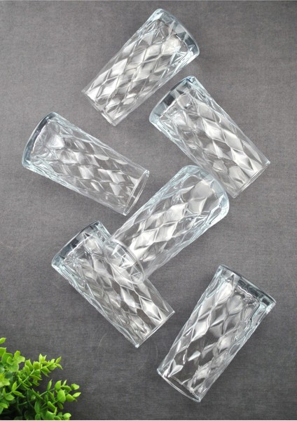 Yeşil 6'lı Uzun Kafes Cam Bardak, Soğuk Içecekler, 520 ml fiyatları