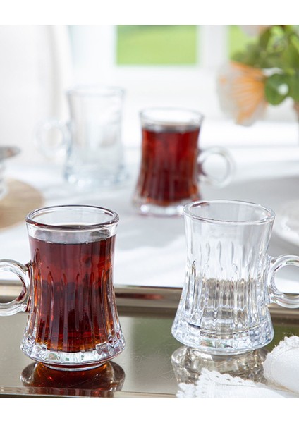 4'lü Turuncu Cam Çay Bardağı Seti, Şık ve Kullanışlı Içecek Kabı