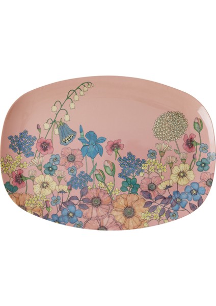 Melamin Dikdörtgen Tabak - Çiçek Kolajı