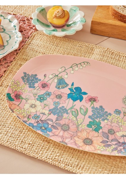 Melamin Dikdörtgen Tabak - Çiçek Kolajı fiyatları