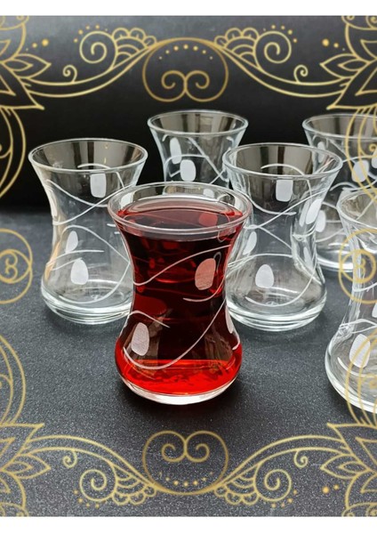 Beyaz 6'lı Kesme Çay Bardağı Özel Tasarım Seti modelleri