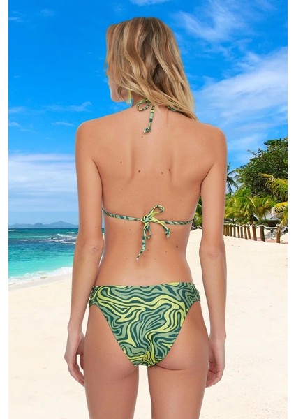 Desenli Üçgen Bikini Takımı Ergonomik Kesim Su Sporları Için Esnek Kumaş Premium Kalite modelleri