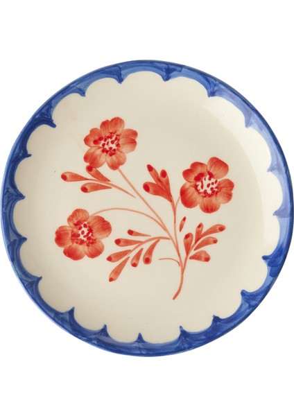 El Yapımı Seramik Tatlı Tabağı - Vintage Çiçek