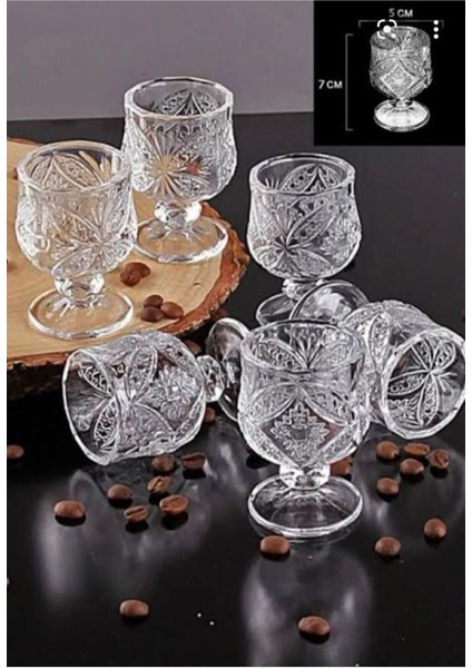 Renkli Kristal Kahve Yanı Bardağı Seti 6'lı, Şık ve Dayanıklı Tasarım