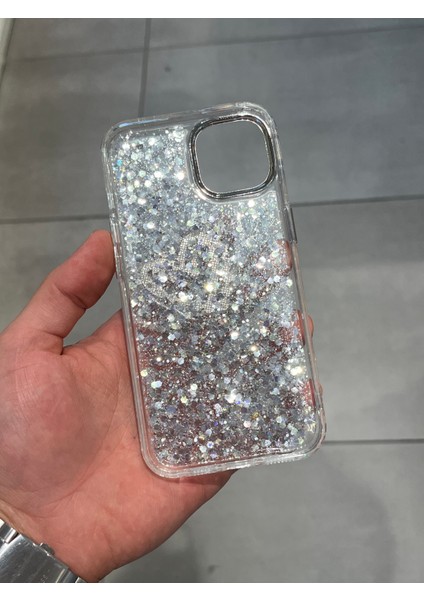 Iphone 13 ve 14 Işıltılı Kalp Figürlü Şeffaf Epoksi Tasarım Sert Silikon Kılıf fırsatları