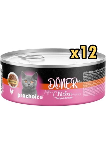 Prochoice Döner Bites Tavuklu Yavru Kedi Konservesi 70 gr x 12 Adet