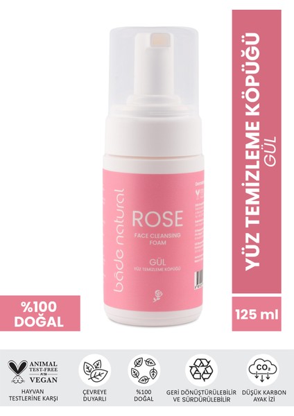 Gül Suyu Yüz Temizleme Köpüğü %100 Doğal ve Vegan 125ml