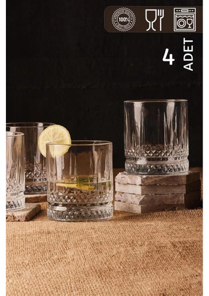 Beyaz 4’lü 370 ml Cam Bardak Seti, Şık ve Dayanıklı Tasarım