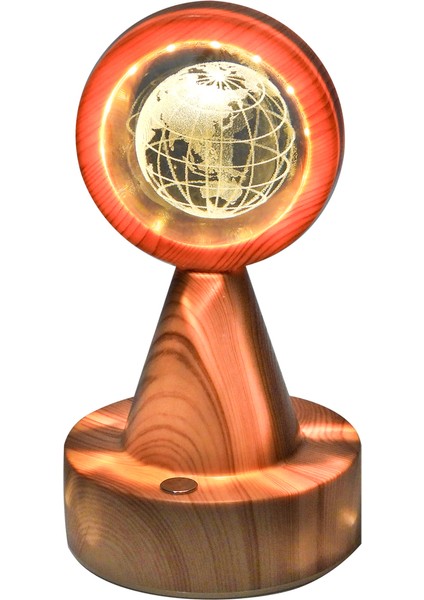 Cam Küre Işıklı Renk Değiştiren Küre Standlı Pilli Usbli Satürn