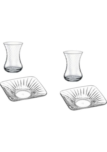 Ince Belli Gravürlü Çay Takımı, 12 Parça, Şık ve Zarif Tasarım