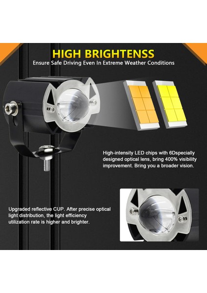 Motosiklet LED Sürüş Işık, 30W 6000K/3000K Süper Parlak Spot Su Geçirmez Sis Lambası Arabalar Traktörler Kamyonlar Atv Suv Tekneler, 1 Paket (Yurt Dışından) fiyatları