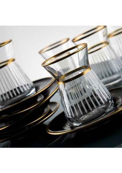 12 Parça Şık Çay Takımı, Şık ve Zarif Siyaha Uygun, Elegan ve Kaliteli Tasarım indirimleri