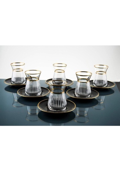 12 Parça Şık Çay Takımı, Şık ve Zarif Siyaha Uygun, Elegan ve Kaliteli Tasarım