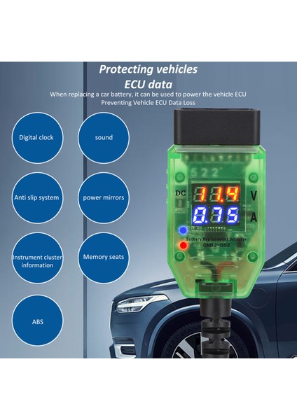 Otomobil Aküsü Test Cihazı Çift Dijital Gerilim Akım Obd Konektörü LED Göstergesi Yüksek Yalıtım Ecu Veri Koruma Araba Aküsünü Değiştirin (12V) (Yurt Dışından) fırsatları
