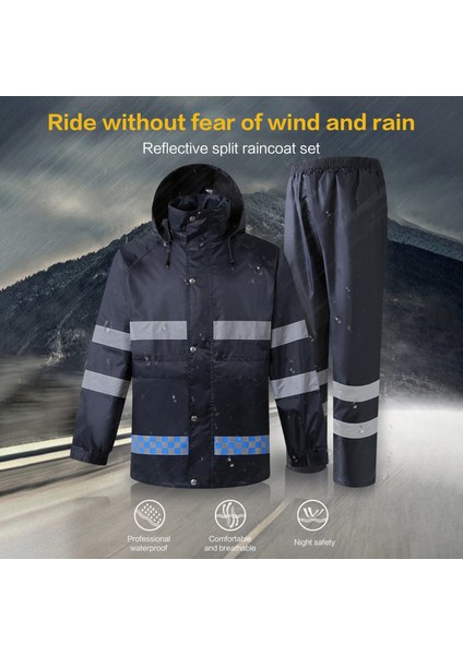 Yüksek Görünürlük Yansıtıcı Su Geçirmez Yağmurluk Takım Elbise Açık Yağmur Dişli Motosiklet Döngüsü Yağmur Mont Kapak Erkekler Yağmur Panço Ceket Kapüşonlu Yağmurluk Dört Sezon Xxl (Yurt Dışından) fırsatları
