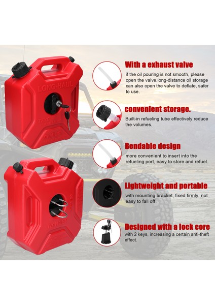 1.3 Galon Yakıt Tankları 5l Taşınabilir Benzinli Dizel Konteynerler Anti-Statik Yedek Benzin Depolama Tankları Için Kilit ve Anahtar ile Araba Motosiklet Kamyon Suv Atv Off-Road Araç (Yurt Dışından) fırsatları