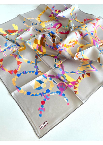 Tivil Saf İpek Eşarp 4036 - 05 Vizon Karışık Desen