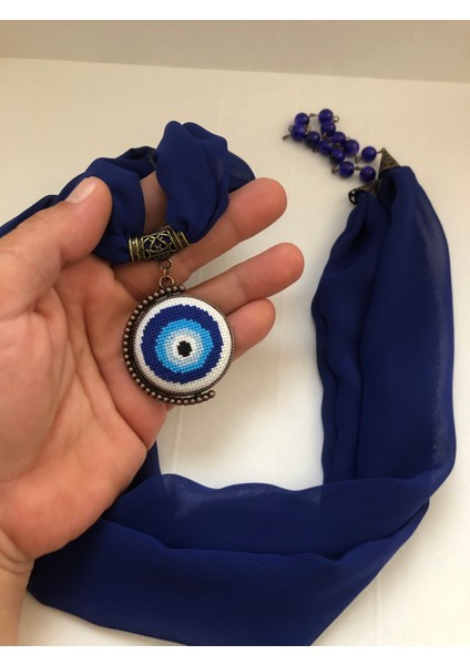 Kanaviçe Işlemeli Fular Kolye modelleri