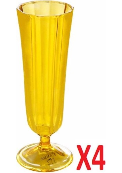 4'lü Sarı Flüt Bardağı 130CC, Şık ve Zarif Içecek Sunumları Için Ideal