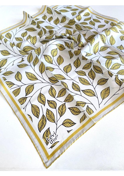 Tivil Saf İpek Eşarp 49209 Sarı - Beyaz Karışık Desen