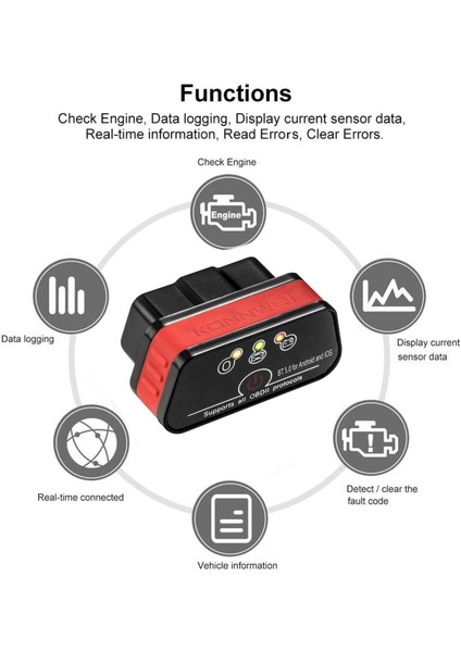 Konnweı KW902 Mini Bt 5.0 Kablosuz Obd-Iı Araç Otomatik Teşhis Tarama Araçları Araba Dedektörü Test Cihazı Ios Için Tarayıcı Android Sistemi (Yurt Dışından)