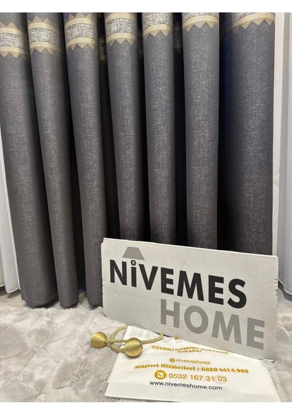 Nivemeshome Damla FT614337 V-2504 Antrasit 1/3 Sık Pileli Fon Perde Apm indirimleri