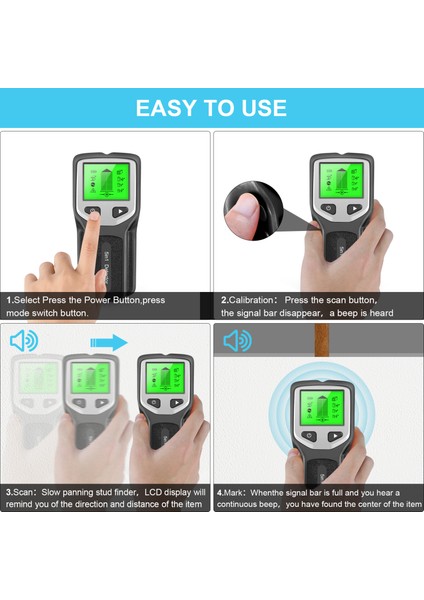 Saplama Bulucu Duvar Tarayıcı - 5 In 1 Saplama Dedektörü Yüksek Çözünürlüklü LCD Ekran, Ahşap Ac Tel Metal Çiviler Algılama (Yurt Dışından) fırsatları