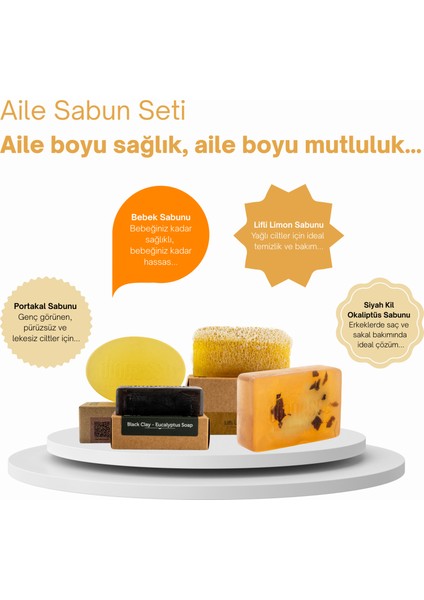 %100 Doğal Aile Sabun Seti - 4x120 gr - Tüm Aileniz İçin Doğal ve El Yapımı Katı Sabun Seti fiyatları