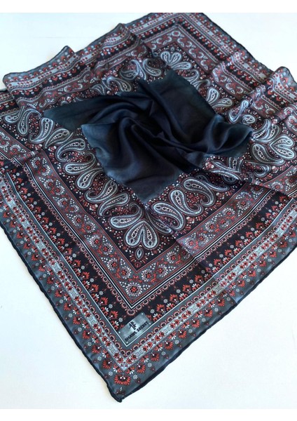 Dört Mevsim Etnik Desen Eşarp Siyah - 49555