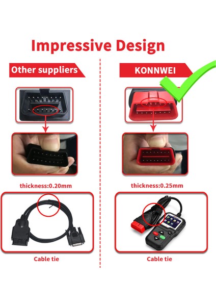 Konnweı Obdıı Can Teşhis Aracı Araba Kod Okuyucu KW680 Motor Işığı Tarama Aracı Obd Iı Tarayıcı Arabalar Için 1996 Yılından Bu Yana (Yurt Dışından)