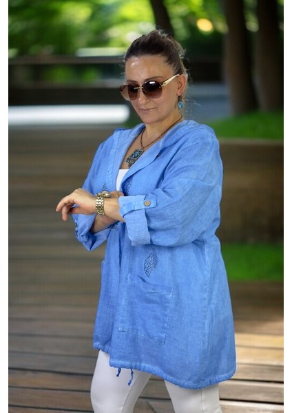 Taş Işlemeli Cepli Kapüşonlu Katlanır Kol Büzgülü Ekstra Büyük Beden Mevsimlik Ince Safari Ceket modelleri