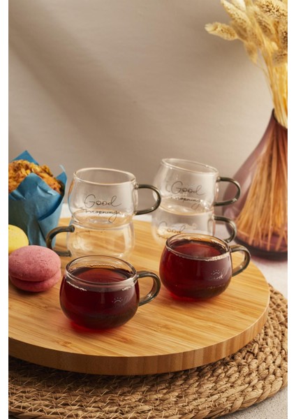 Turuncu 6'lı 150ML Cam Kupa Seti, Şık ve Kullanışlı Ev Aksesuarı