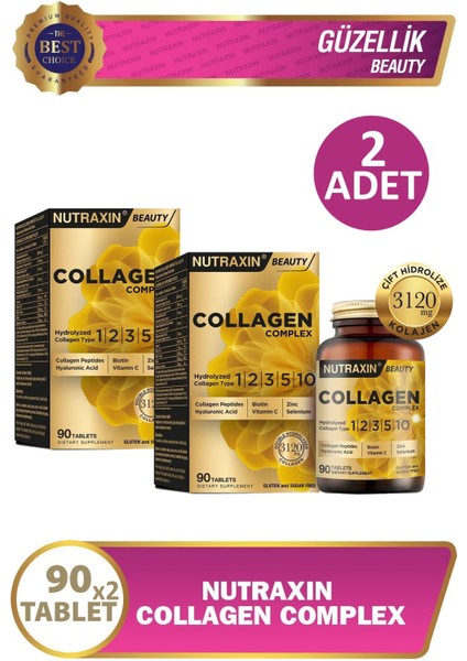 Nutraxin Collagen Complex Tip 1-2-3-5-10 3120 Mg 90 Tablet 2 Adet