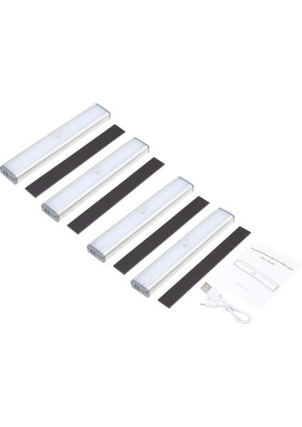 Hareket Sensörlü LED Işıkları, Kablosuz 30 LED Hareket Sensörü Aktif Gece Işıkları Şarj Edilebilir Manyetik Işık Şeritleri Mutfak, Merdiven, Koridor (4 Paket) (Yurt Dışından)