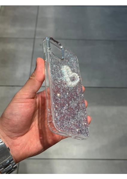 Iphone 11 Uyumlu Kalp Figürlü Işıltılı Epoksi Tasarım Sert Şeffaf Silikon Kılıf modelleri