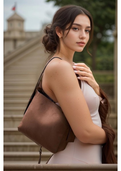 Kadın Şık Yumuşak Shopper Ayarlanabilir Askılı Deri Omuz Çantası Geniş Hacimli Günlük