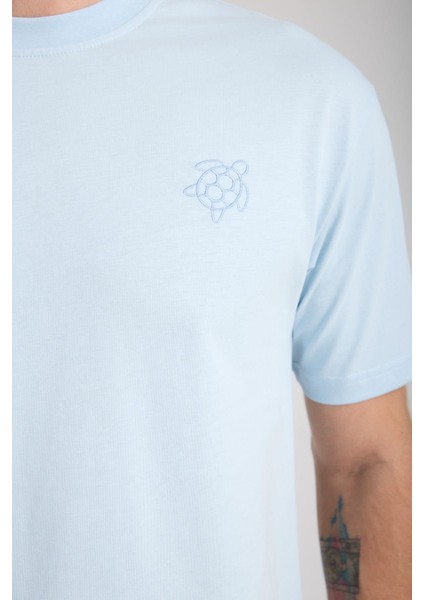 Erkek %100 Pamuk Relax Kaplumbağa Nakışlı T-Shirt fırsatları
