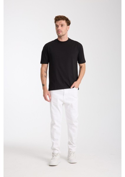 Erkek %100 Pamuk Relax Fit Kertenkele Nakışlı T-Shirt fiyatları