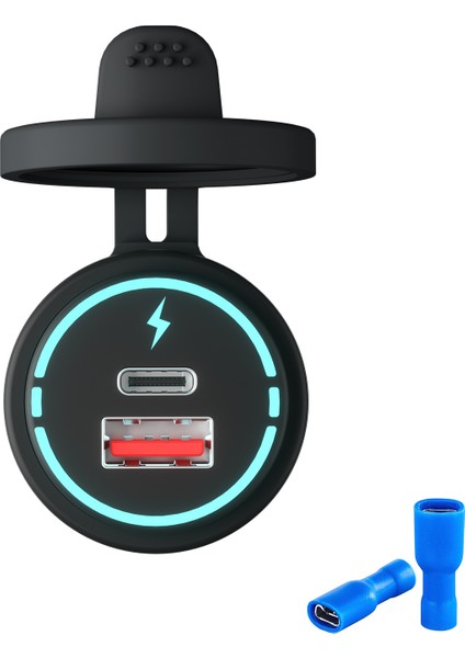 12V-24V Araba Şarjı Qc3.0 Hızlı Şarj USB ve Pd Çift Girişli Şarj Cihazı Araba Motosikletleri, Plaj Bisikletleri, Suv'lar, Tekneler Için IP66 Su Geçirmez Çoklu Koruma Diyafram Tasarımı (Yurt Dışından) fırsatları