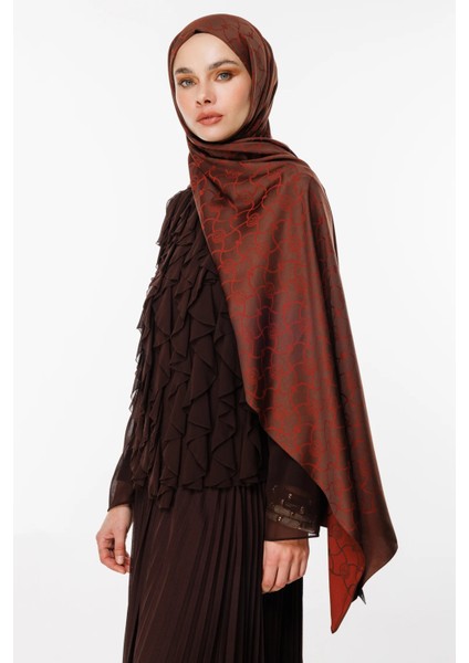 Marrakech Desen Çift Taraflı Şal Acı Kahve-Kahve modelleri
