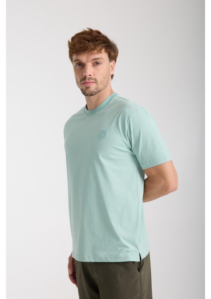 Erkek %100 Pamuk Relax Kaplumbağa Nakışlı T-Shirt