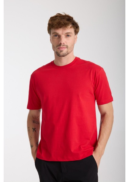 Erkek %100 Pamuk Relax Nakış Detaylı T-Shirt