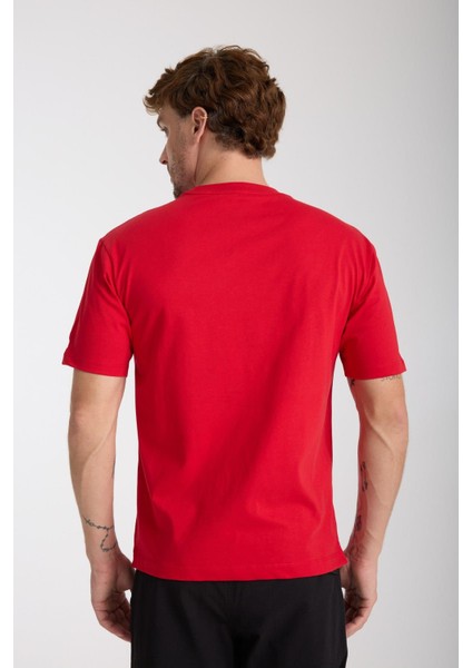 Erkek %100 Pamuk Relax Nakış Detaylı T-Shirt fırsatları