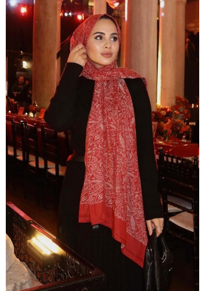 Velora Desen Çift Taraflı Şal Bordo-Mint Yeşili
