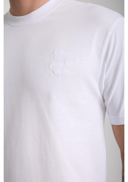 Erkek %100 Pamuk Relax Ayı Nakışlı T-Shirt fırsatları