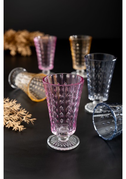 6'lı Renkli Ayaklı Kahve ve Su Bardağı Seti, 125 Cc, Şık ve Renkli Sunumlar Için