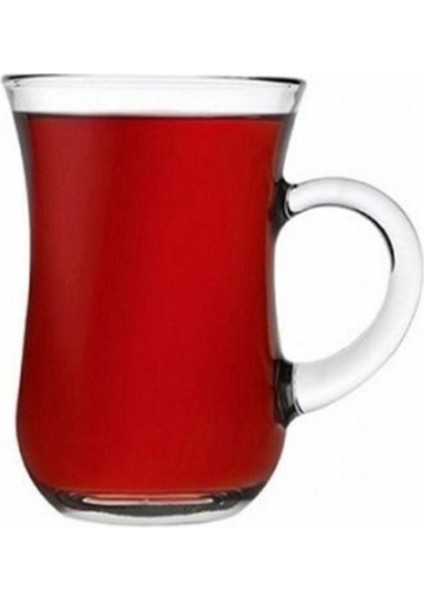 Turuncu 12'li Kulplu Keyif Çay Bardağı Seti